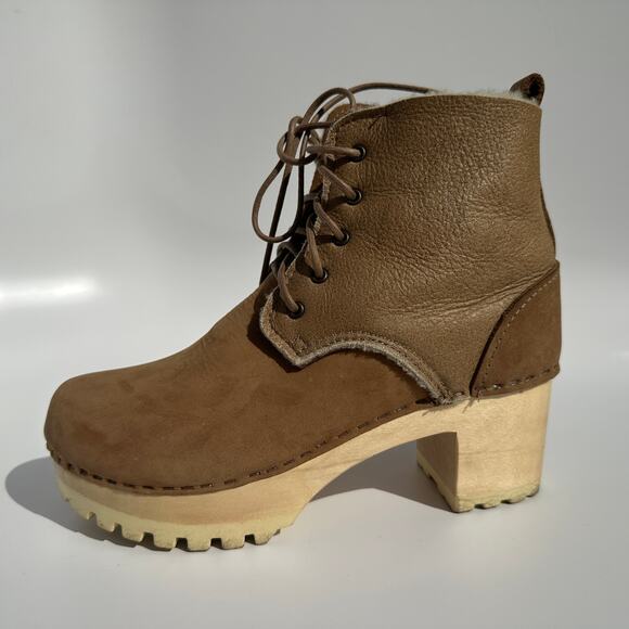 No. 6 Store Lander Lace Up Shearling Clog Boot on Mid Tread Size 38 Honey EUC - Picture 6 of 16